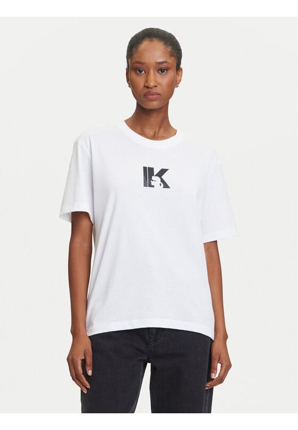 Karl Lagerfeld Jeans T-Shirt A3W17094 Biały Regular Fit. Kolor: biały. Materiał: syntetyk, bawełna