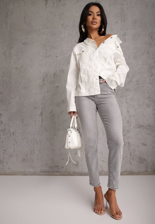 Renee - Szare Jeansy o Kroju Regular z Bawełnianego Denimu Timasta. Okazja: na co dzień. Kolor: szary. Styl: casual, klasyczny