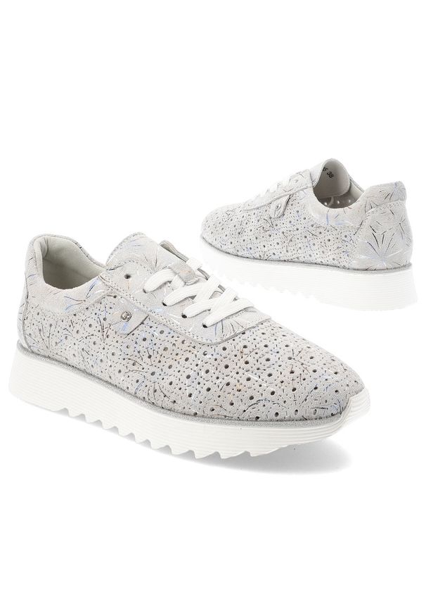 Srebrne Sneakersy S.Barski Modne Obuwie Damskie. Zapięcie: sznurówki. Kolor: srebrny. Materiał: zamsz. Szerokość cholewki: normalna. Styl: klasyczny, elegancki