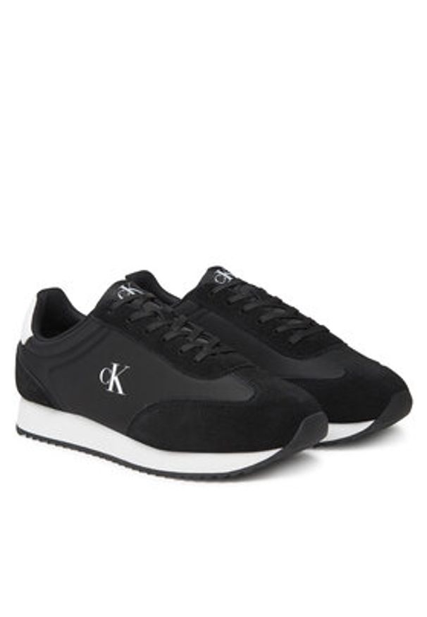 Calvin Klein Jeans Sneakersy Retro Runner Lace Up Ny-Su YM0YM01325 Czarny. Kolor: czarny. Materiał: skóra