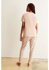 Undiz t-shirt piżamowy kolor różowy bawełniana. Kolor: różowy. Materiał: bawełna. Długość: krótkie. Wzór: nadruk #4