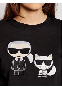Karl Lagerfeld - KARL LAGERFELD Bluza Ikonik&Choupette 210W1821 Czarny Regular Fit. Typ kołnierza: dekolt w karo. Kolor: czarny. Materiał: bawełna #5