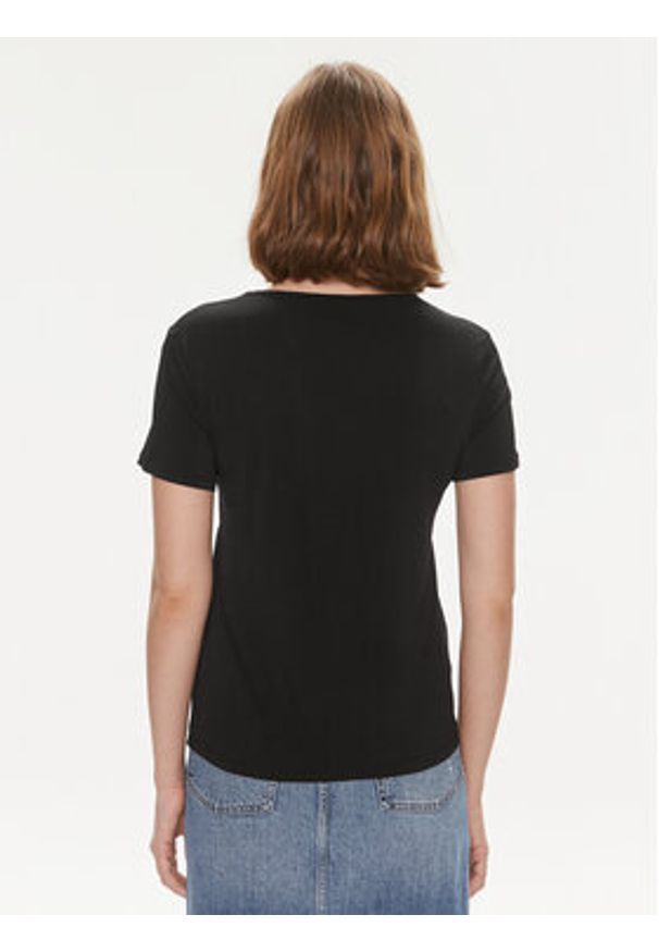 Sisley T-Shirt 3LRJL104Z Czarny Regular Fit. Kolor: czarny. Materiał: syntetyk