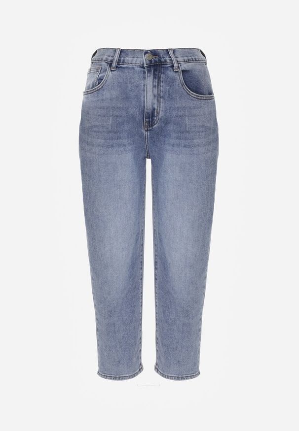 Renee - Niebieskie Jeansy Mom Fit z Bawełną High Waist Agarehe. Okazja: na co dzień, na imprezę. Stan: podwyższony. Kolor: niebieski. Styl: casual, elegancki, klasyczny