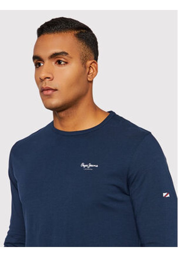 Pepe Jeans Longsleeve Original Basic 2 PM508211 Granatowy Slim Fit. Kolor: niebieski. Materiał: bawełna. Długość rękawa: długi rękaw