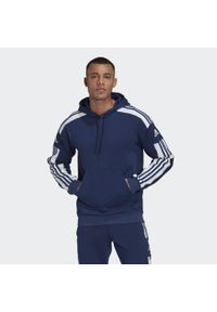 Adidas - Squadra 21 Sweat Hoodie. Typ kołnierza: kaptur. Kolor: niebieski. Materiał: poliester, bawełna. Sport: fitness, piłka nożna