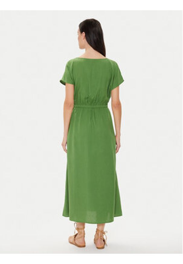 United Colors of Benetton - United Colors Of Benetton Sukienka letnia 4ENBDV097 Zielony Regular Fit. Kolor: zielony. Materiał: lyocell, len. Sezon: lato