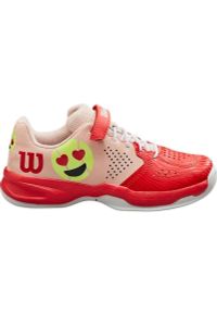 Buty tenisowe dziecięce Wilson Kaos Emo infrared/tropical peach/white 28 1/3. Kolor: wielokolorowy, czerwony, biały, różowy. Sport: tenis