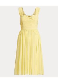 Ralph Lauren - RALPH LAUREN - Żółta sukienka na ramiączkach. Typ kołnierza: polo. Kolor: żółty. Materiał: materiał. Długość rękawa: na ramiączkach #2