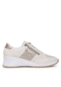 Rieker Sneakersy N4344-60 Écru. Materiał: skóra