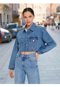 Sinsay - Kurtka jeansowa - niebieski. Kolor: niebieski. Materiał: jeans. Długość: krótkie. Styl: elegancki