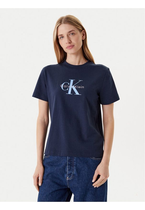 Calvin Klein Jeans T-Shirt Hero Classic LV047B865G Granatowy Regular Fit. Kolor: niebieski. Materiał: bawełna