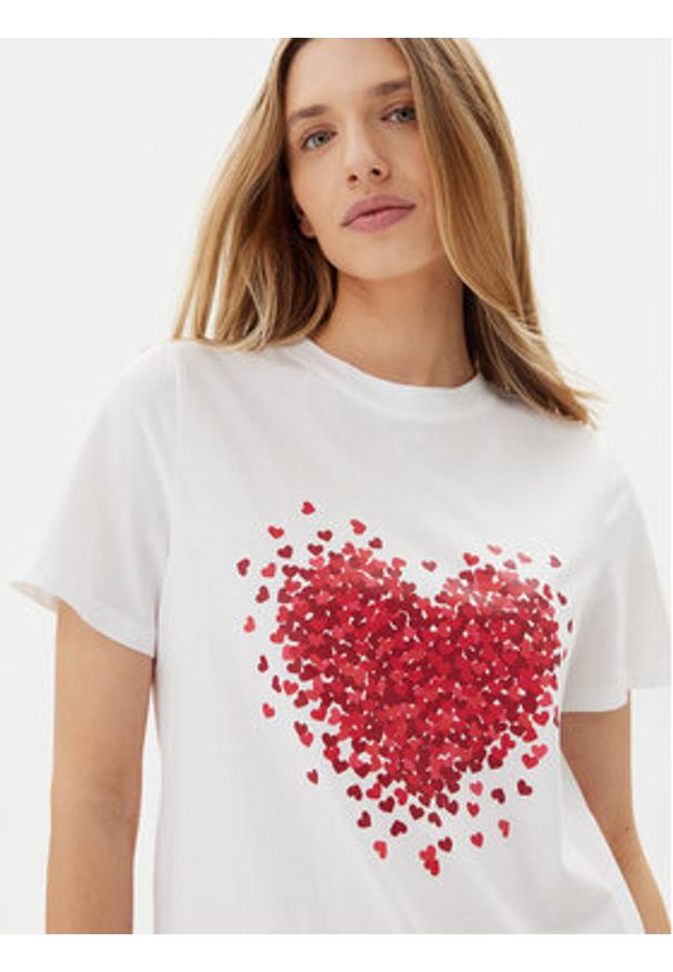 Pieces T-Shirt Maria 17155082 Biały Relaxed Fit. Kolor: biały. Materiał: bawełna