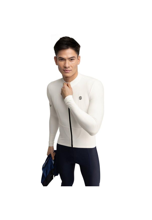 SIROKO - Męska termoaktywna koszulka rowerowa z długim rękawem Kolarstwo Siroko M7 Egr. Kolor: biały. Materiał: materiał, tkanina. Długość rękawa: długi rękaw. Długość: długie. Sezon: jesień. Sport: kolarstwo