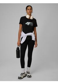 4f - 4F Legginsy dzianinowe damskie - czarne XS. Okazja: na spacer, na co dzień, do domu. Kolor: czarny. Materiał: dzianina. Długość: do kostek. Styl: casual, klasyczny. Sport: turystyka piesza #1