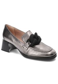 Szare Półbuty Hispanitas Eleganckie Obuwie Damskie. Okazja: na co dzień. Kolor: szary. Materiał: materiał, skóra. Obcas: na obcasie. Styl: elegancki. Wysokość obcasa: średni