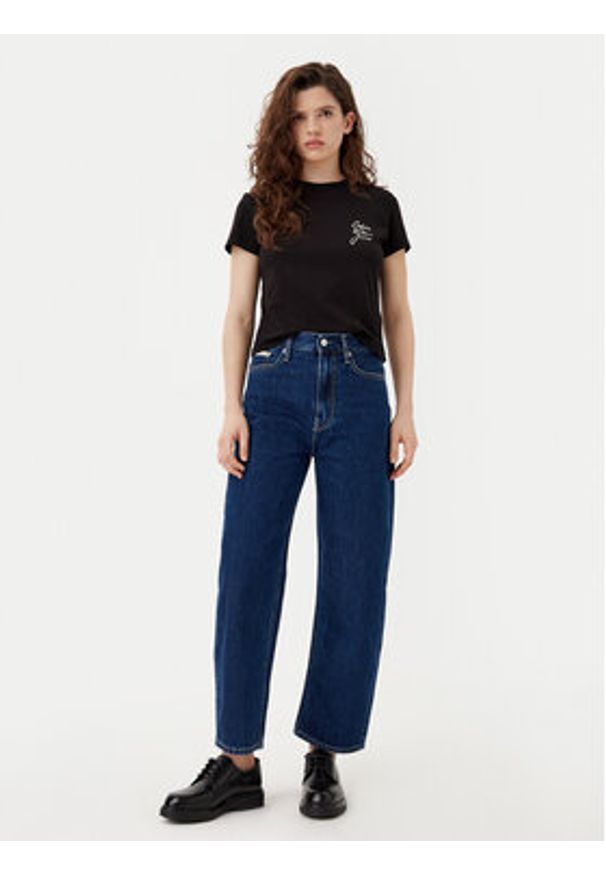 Calvin Klein Jeans T-Shirt Script Institutional J20J224984 Czarny Slim Fit. Kolor: czarny. Materiał: bawełna