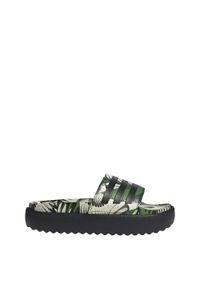 Adidas - Klapki Adilette Platform. Kolor: wielokolorowy, czarny, zielony. Obcas: na platformie