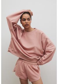 Marsala - Bluza damska z przeszyciami w kolorze COTTONE ROSE - NORD-UNI. Materiał: bawełna, dzianina, poliester