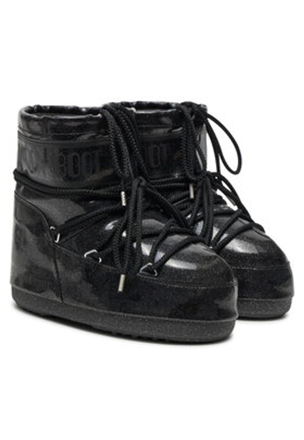 Moon Boot Śniegowce Icon Low Glitter 80D1409440 Czarny. Kolor: czarny. Materiał: skóra