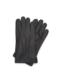 Wittchen - Męskie rękawiczki skórzane z marszczeniami czarne. Kolor: czarny. Materiał: skóra. Wzór: aplikacja. Sezon: lato. Styl: klasyczny, elegancki #1