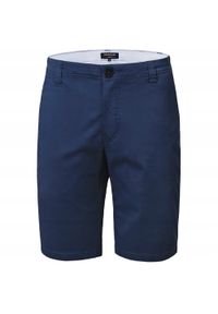 Męskie Szorty, Krótkie Spodenki - Pako Jeans - Granatowe. Kolor: niebieski. Materiał: bawełna, elastan. Długość: krótkie. Sezon: lato. Styl: klasyczny