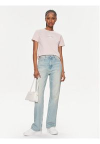 Calvin Klein Jeans T-Shirt Monologo Baby Tee J20J223113 Różowy Slim Fit. Kolor: różowy. Materiał: bawełna #4