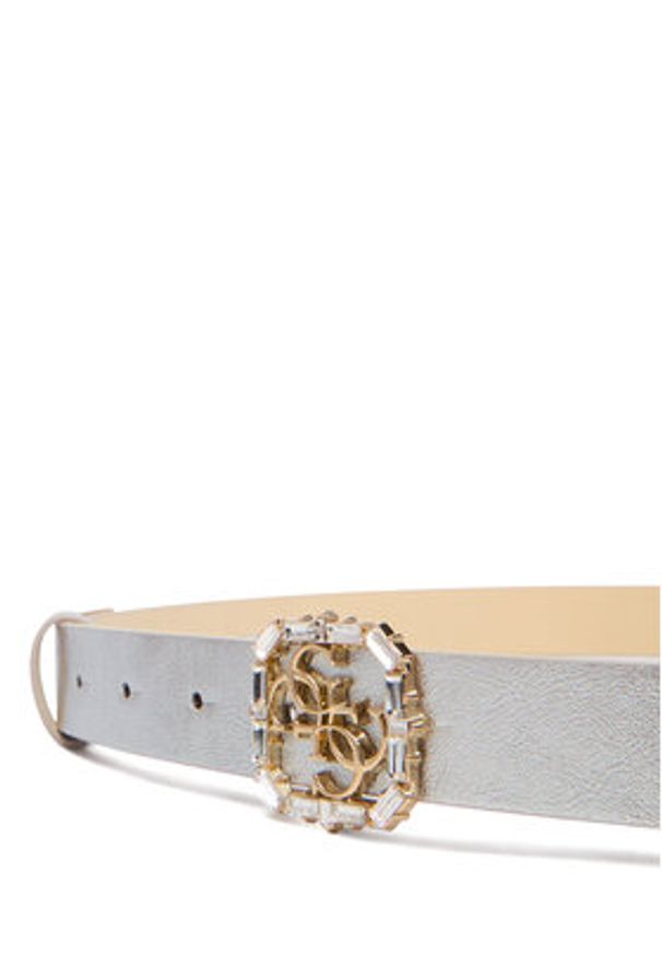 Guess Pasek Damski BW9326 P6125 Srebrny. Kolor: srebrny. Materiał: skóra