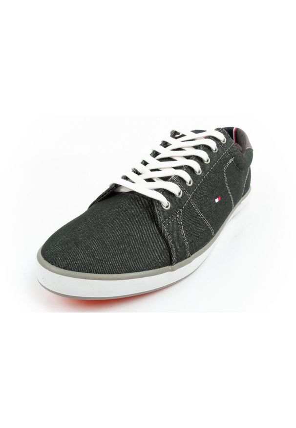 TOMMY HILFIGER - Buty sportowe trampki do chodzenia męskie Tommy Hilfiger. Kolor: czarny. Materiał: materiał. Szerokość cholewki: normalna. Sport: turystyka piesza