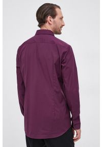 BOSS - Boss Koszula męska kolor fioletowy slim z kołnierzykiem klasycznym. Typ kołnierza: kołnierzyk klasyczny. Kolor: fioletowy. Materiał: tkanina. Długość rękawa: długi rękaw. Długość: długie. Wzór: gładki. Styl: klasyczny #5