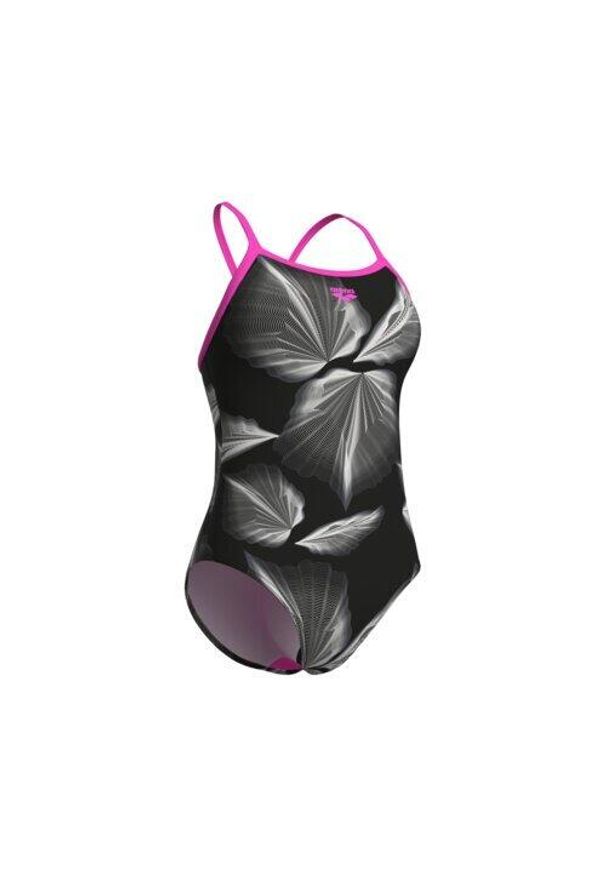 Damski kostium kąpielowy 1-częściowy Arena Frozen Leave Ligh. Kolor: czarny