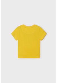 Mayoral T-shirt bawełniany dziecięcy kolor żółty z nadrukiem. Okazja: na co dzień. Kolor: żółty. Materiał: bawełna. Wzór: nadruk. Styl: casual #2