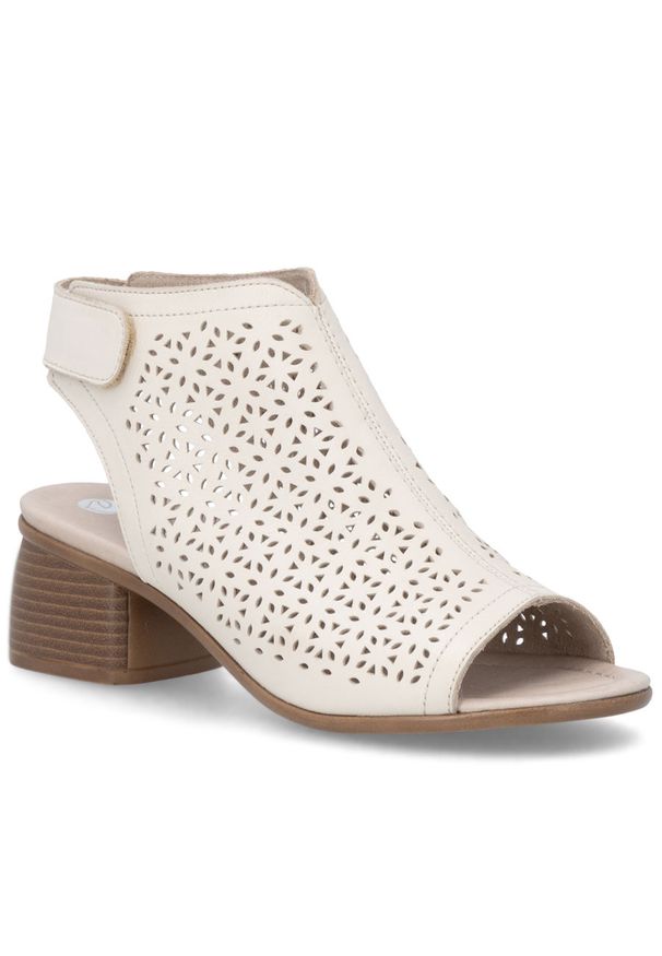 Skórzane sandały damskie zabudowane beżowe Remonte Rieker R8777-60. Kolor: beżowy. Materiał: skóra