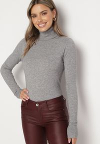 Born2be - Szary Golf Sweter z Wiskozą i Kaszmirem Zailaya. Okazja: na co dzień. Typ kołnierza: golf. Kolor: szary. Materiał: kaszmir, wiskoza. Styl: casual #5