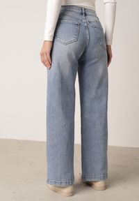 Born2be - Granatowe Klasyczne Jeansy z Bawełną o Szerokim Kroju z Wysokim Stanem Collenneg. Okazja: na spacer, na co dzień, na spotkanie biznesowe, do pracy. Stan: podwyższony. Kolor: niebieski. Styl: klasyczny #4