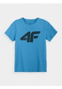 4f - T-shirt chłopięcy (122-164). Kolor: niebieski. Materiał: bawełna, materiał