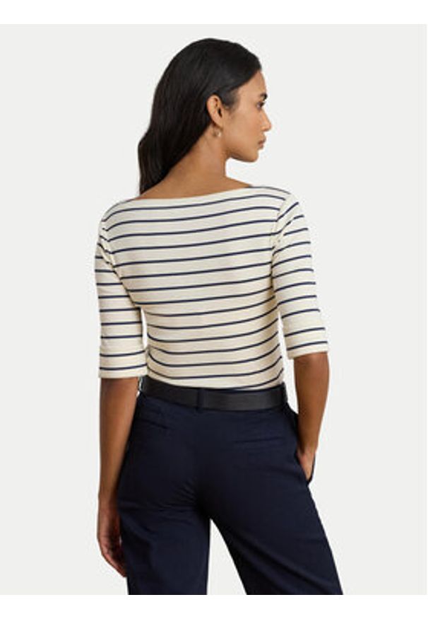 Lauren Ralph Lauren - LAUREN RALPH LAUREN Bluzka 200P03723002 Beżowy Slim Fit. Kolor: beżowy. Materiał: bawełna