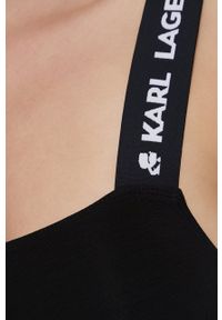 Karl Lagerfeld body kolor czarny gładki. Kolor: czarny. Materiał: materiał. Wzór: gładki #3