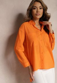 Renee - Pomarańczowa Klasyczna Koszula z Bawełny z Kieszonkami Jaela. Okazja: na co dzień. Kolor: pomarańczowy. Materiał: bawełna. Styl: klasyczny #5