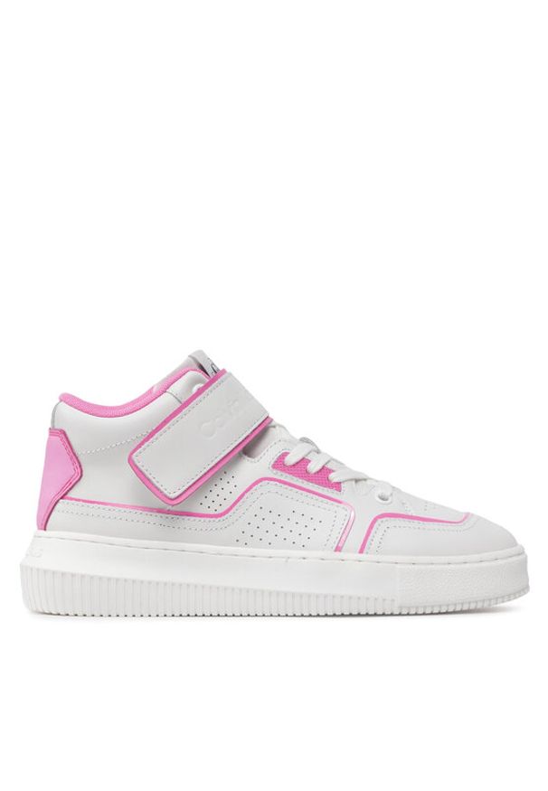 Calvin Klein Jeans Sneakersy Chunky Cupsole Laceup Mid YW0YW00691 Biały. Kolor: biały. Materiał: skóra