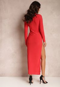 Renee - Czerwona Sukienka Maxi z Gorsetowym Asymetrycznym Wiązaniem Gelka. Typ kołnierza: dekolt gorset. Kolor: czerwony. Typ sukienki: gorsetowe, asymetryczne. Długość: maxi #5