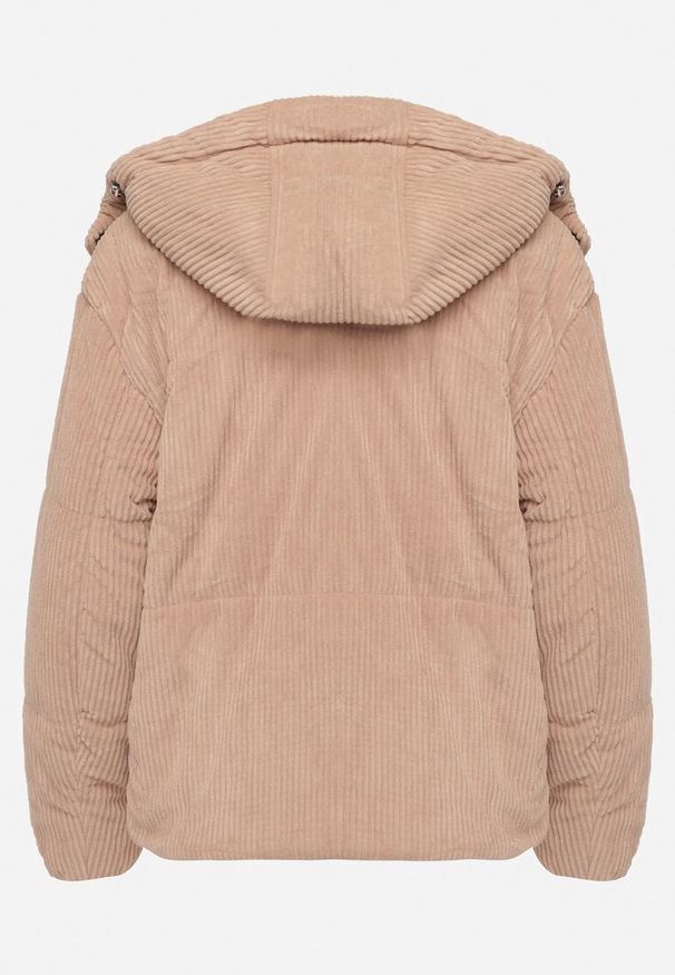 Born2be - Różowa Sztruksowa Kurtka Puchowa z Odpinanym Kapturem Sinitha. Okazja: na co dzień. Kolor: różowy. Materiał: puch, sztruks. Styl: elegancki, casual