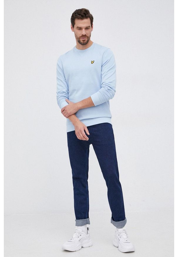 Lyle & Scott - Bluza bawełniana. Okazja: na co dzień. Kolor: niebieski. Materiał: bawełna. Wzór: aplikacja. Styl: casual