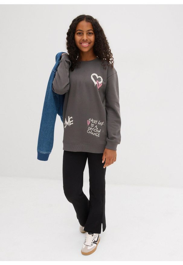 bonprix - Bluza z czystej bawełny organicznej. Kolor: szary. Materiał: bawełna. Wzór: nadruk