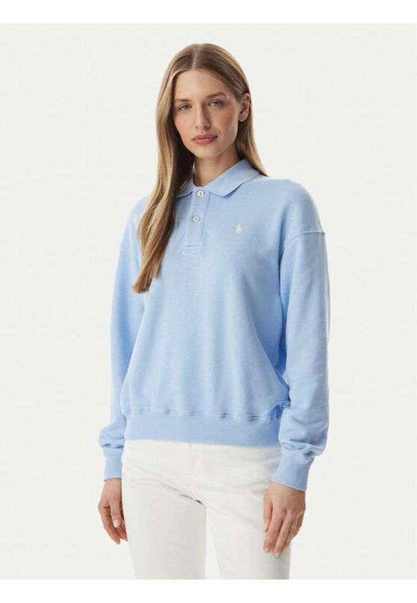 Polo Ralph Lauren Bluza 211965097500 Niebieski jasny Relaxed Fit. Typ kołnierza: polo. Kolor: niebieski. Materiał: bawełna