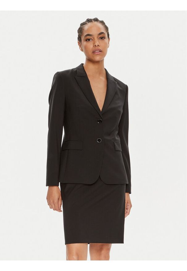 BOSS - Boss Marynarka Juleah 50490035 Czarny Regular Fit. Kolor: czarny. Materiał: wełna