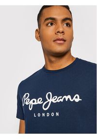 Pepe Jeans T-Shirt Original PM508210 Granatowy Slim Fit. Kolor: niebieski. Materiał: bawełna