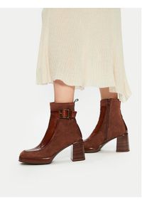 Hispanitas Botki Velour Str-I24 HI243664 Brązowy. Kolor: brązowy. Materiał: skóra