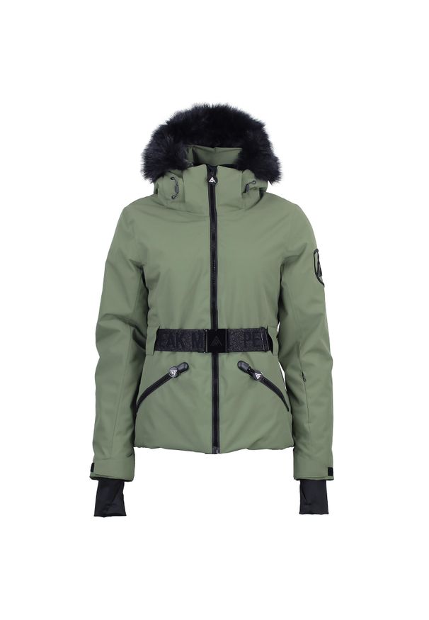 PEAK MOUNTAIN - Damska kurtka wodoodporna Peak Mountain Alcone. Kolor: zielony. Sezon: zima. Sport: narciarstwo