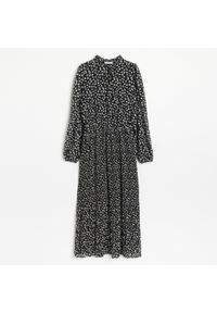 Reserved - Szyfonowa sukienka midi - Czarny. Kolor: czarny. Materiał: szyfon. Długość: midi #1